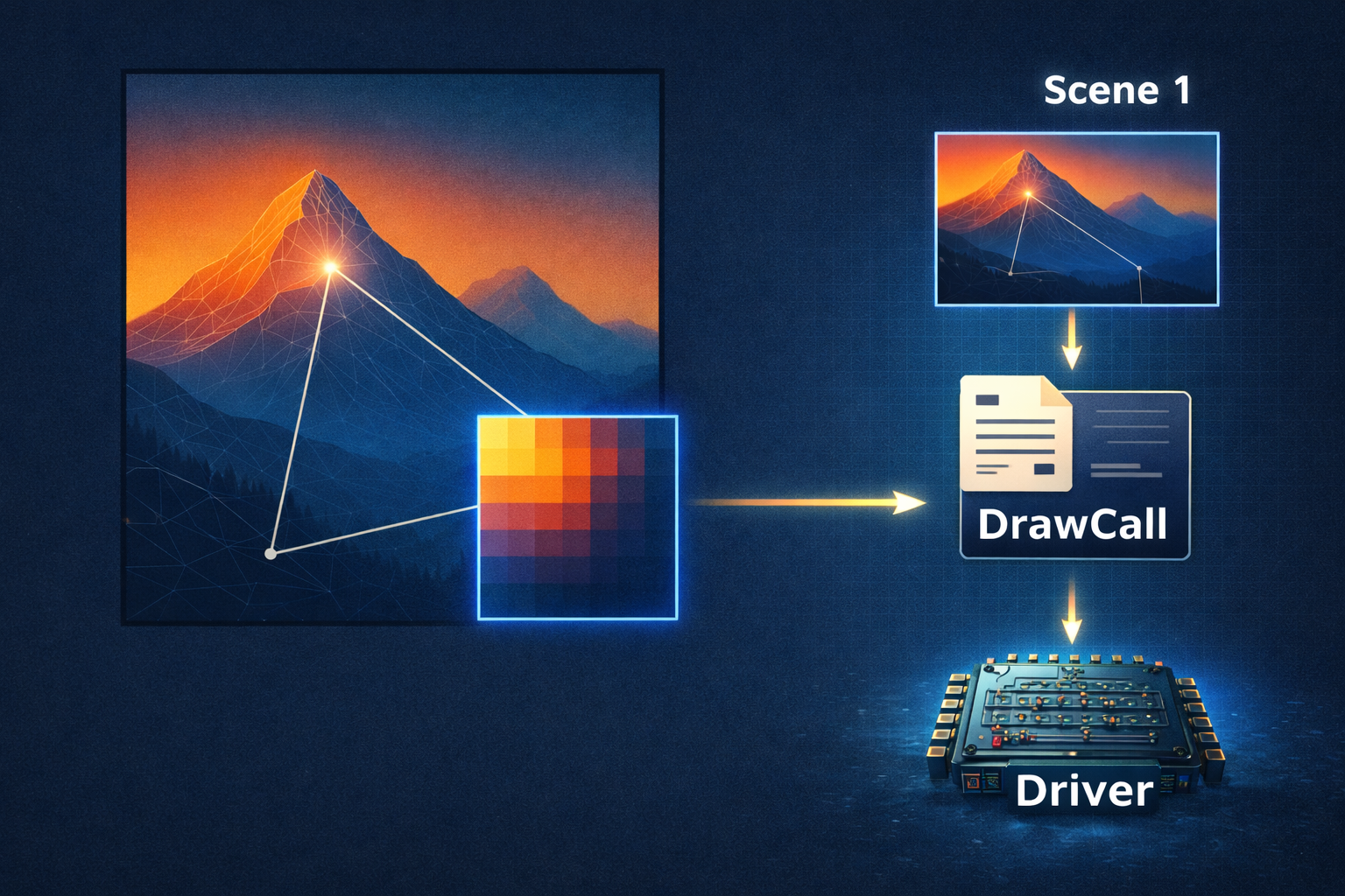 API to driver draw call flow diagram